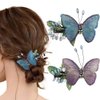 Haomye Butterfly Hair Clips Small Hairpins Embroidered Butterfly Hair Barrettes Boho Hair Accessories Wedding Edge Headpiece for Women 1PCS (Blue)
