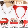 Melbelia Animal Ear Headbands Leopard Headbands, 2 Pcs Cat Ear Headband for Women Girls Cute Ear Costume Headband Hair Band Hair Accessories for Themed Events and Party Decoration (Red and Brown)
