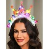 JEWEKY Light Up Happy Birthday Headband Led Birthday Crown Hair Band Rave Ball Party Birthday Hair Accessories for Women