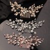 Teyglen Dainty Flower Rhinestones Crystals Hair comb, Gold, 18 * 6cm/7.08 *2.6 inches, Alloy+Rhinestones, 1 Count, HAIR COMB for Women/Girls getting married or attending formal events, Rose gold