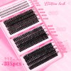 Focipeysa Cluster Eyelash Extensions Fluffy Eyelash Clusters with Bottom Lashes 14-20mm Lash Clusters 315pcs Individual Eyelash DIY Lash Extension for Beginners (60D 80D 100D Mixed)