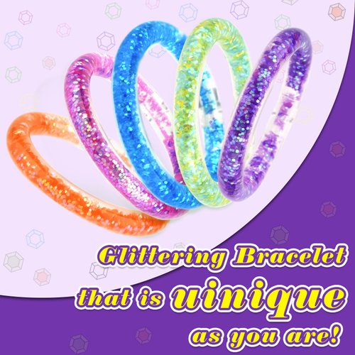 HAPMARS Make Your Own Glitter Water Bracelets Craft Kit, Gem Art Bracelet for Kid, Friendship Bracelet Jewelry Making Kit, Art & Craft Gift for Girls Age 6 7 8 9 10 11 12