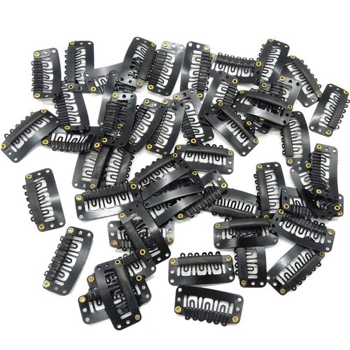 TIHOOD 50PCS Snap Clips for Hair Extensions Weaves U-shape Metallic Wig Clips With Silicon Rubber...