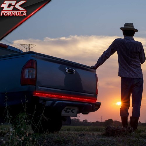 CK Formula 48 Inch LED Tailgate Light Bar for Trucks Single Row - Tailgate Light Strip, Red Turn Signal, Double Flash, Brake, Running, White Reverse Light, Truck Accessories, 1 Pack