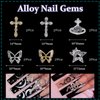 100Pcs Cross Nail Charms, Butterfly Planet Star Nail Gems Charms, Black 3D Assorted Butterfly Flower Bows Heart Nail Charms Assorted Nail Art Charms for Manicure DIY Craft Jewel Accessories