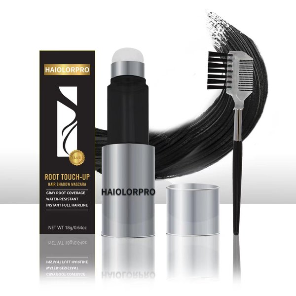 HAIOLORPRO Root Touch Up Carbon Black, Hair Mascara for Gray Hair, Water-Resistant Root Cover Up Stick for Women Scalp Concealer, Beard Filler for Men, Hairline Powder 18g/0.64 oz