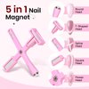 SUPWEE Pink 5 in 1 Nail Magnet Tool for Cat Eye Gel Nail Polish Multi-Function Magnetic Stick for Nails Strong Magnetism for 9D Strip Galaxy Cat Eye Nail Art Design DIY Home Manicure