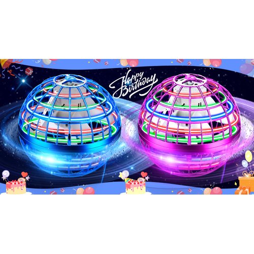 Flying Orb Ball,Cosmic Globe Flying Hover Ball Toy,Magic Floating Ball Galactic Fidget Spinner Boomerang Drone Gifts for 6 7 8 9 10 11 12+ Year Old Kids Boys Girls Adults(2PCS-Blue & Purple)