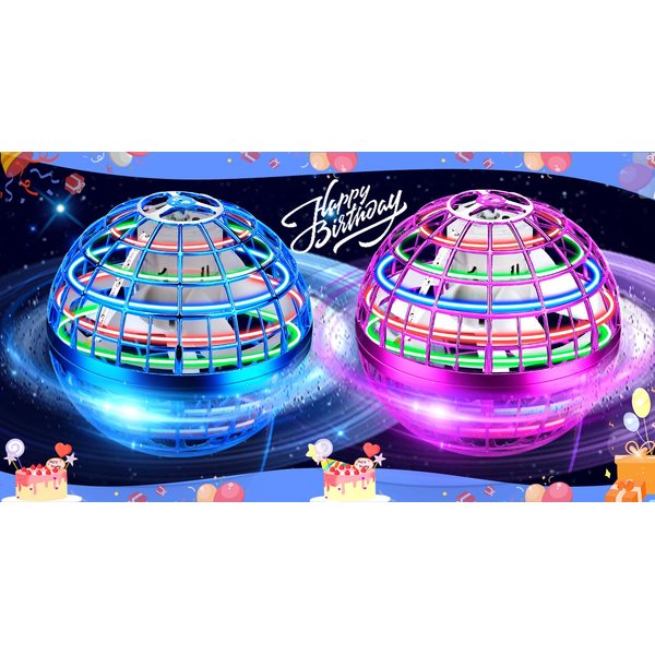 Flying Orb Ball,Cosmic Globe Flying Hover Ball Toy,Magic Floating Ball Galactic Fidget Spinner Boomerang Drone Gifts for 6 7 8 9 10 11 12+ Year Old Kids Boys Girls Adults(2PCS-Blue & Purple)