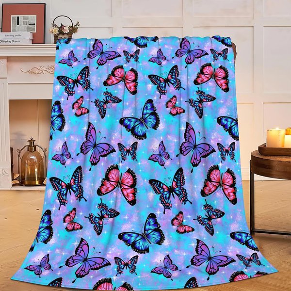 Butterfly Blanket Soft Butterfly Flannel Fleece Blanket for Butterfly Lover Cozy Plush Throw Blanket Bedding Stuff Decor Butterfly Gifts for Girls Boys Kids Women Adults Bed Travel 40"x50"