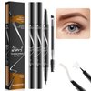 2PCS 2024 Upgraded Microblading Eyebrow Pencil, natural Eyebrow Pen with Hair Like Strokes with 4 Micro-Fork Tip,2-in-1 Dual-Ended Eyebrow Pen with Brow Brush, Light Brown