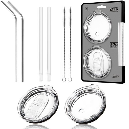 8 Piece Set For Yeti Straw 30 oz,No Leak Sliding Closure 100% Spill Proof Straw Lid And Fits Yeti Rambler Tumbler,Ozark Trail Cup Or More Brand Stainless Steel Mugs