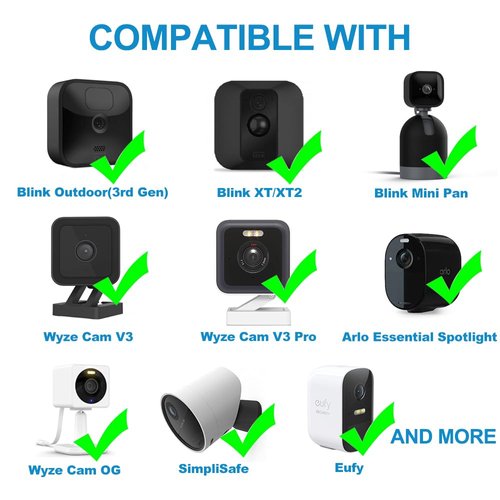 JJMASEE 2Pack 20FT Power Extension Cable for Wyze Cam V3/OG/V3 Pro, Blink, Arlo Essential, Eufy, SimpliSafe, YI (Not for Wyze Pan v3), Weatherproof Charging Power Cord for Security Camera(Black)