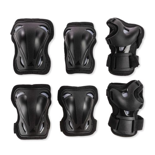 Rollerblade Skate Gear 3 Pack Protective Gear, Knee Pads, Elbow Pads and Wrist Guards, Inline Skating, Multi Sport Protection, Unisex, Black, S