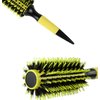 Healthcom 3 in 1 Ceramic & Ionic Bristle Round Barrel Hair Brush Set for Women & Men - Professional Styling, Blow Drying, Curling with Boar Bristle Brush & Scalp Comb (Yellow)