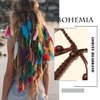 GORTIN Boho Feather Headband Gypsy Headpiece Headdress Bohemian Hippie Headbands Indian Festival Hair Band Adjust Long Feather Hair Accessories for Women and Girls (Colorful)