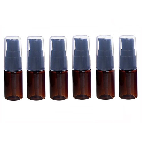 erioctry 10ML Portable Empty Refillable Bottle Cream Shampoo Lotion Treatment Pump Bottle with Cap Travel Bottles Toiletries Liquid Container for Cosmetic Make-up Pack of 6 (Brown)