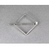Silver square barrette outline shape metal hair clip barrette silver shiny clip