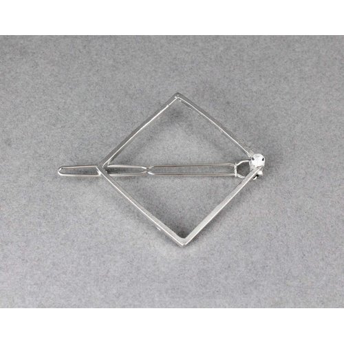 Silver square barrette outline shape metal hair clip barrette silver shiny clip