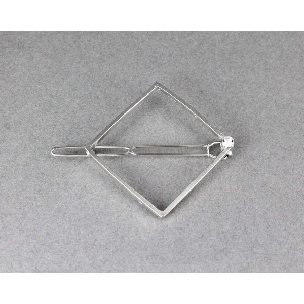 Silver square barrette outline shape metal hair clip barrette silver shiny clip