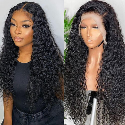 SUNTU Hair Brazilian Water Wave Lace Frontal Wigs Human Hair 13x4 Lace Front Wigs for Black Women Virgin Human Hair Wigs Pre Plucked with Baby Hair Wet and Wavy Lace Front Wigs(18inch)