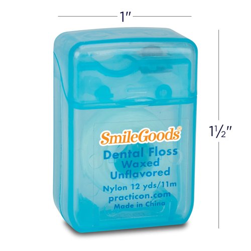 SmileGoods Waxed Dental Floss, 12 yds, Unflavored, Bulk Pack of 72
