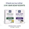Kiss My Face Effort-Less 3-in-1 Bar Soap, With Probiotic and Shea Butter, Fortifies and Hydrates, For Hair, Face and Body, Orange and Thyme, Cruelty Free and Palm Oil Free, Pack of 3