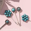 Framendino, 9 Pack 3 Styles Western Turquoise Flowers Hair Clips Turquoise Retro Hair Pins Cowgirl Hair Accessories for Women