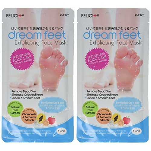 Daiwa Felicity Dream Feet Exfoliating Foot Peel Mask Callus and Dead Skin Remover with All Natural Fruit Extract (2 Pairs)