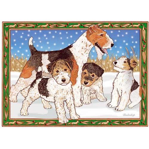 Pipsqueak Fox Terrier Wire Christmas Cards : 10 Holiday Cards with Envelopes - ADORABLE!