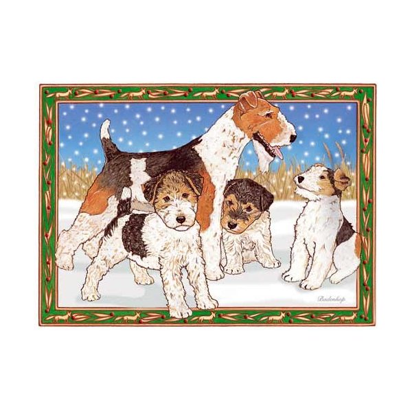 Pipsqueak Fox Terrier Wire Christmas Cards : 10 Holiday Cards with Envelopes - ADORABLE!