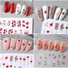 Valentine's Day Nail Art Stickers Decals 3D Embossed Red Heart Cute Little Bear with Sexy Lips Nail Decals Black Heart Design Nail Art Supplies for Women New DIY Manicure Decor 8PCS