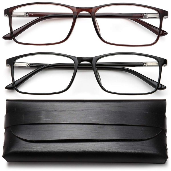 YTDBNS Reading Blue Light Blocking Glasses - 2 Pack Computer Readers Men Women Spring Hinge Black/Brown (black&brown, 1.0)