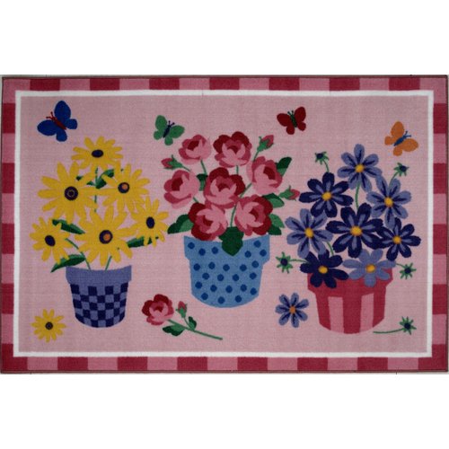 LA Rug Olive Kids Blossoms and Butterflies 19-by-29-Inch Nylon Area Rug