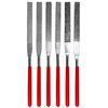 SE 74330DF 6-Piece Flat Diamond Grit File Set - Multi-Grit for Metals, Glass, Stones - 7" Length, 2" Diamond Surface, Round Handles - Includes PVC Pouch