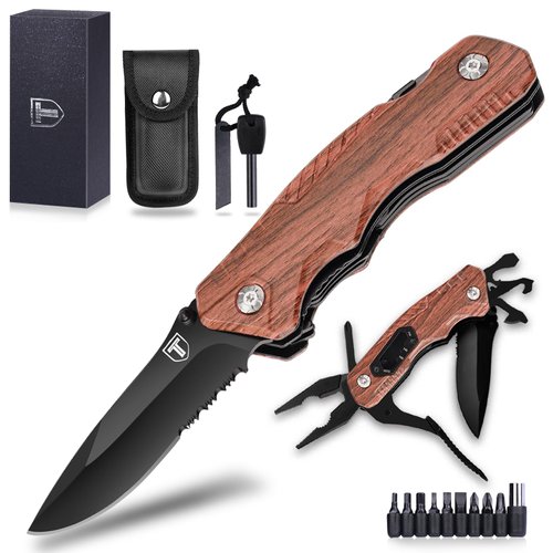TRSCIND Pocket Knife Multitool, Gifts for Men Him Dad Husband, Christmas Stocking Stuffers, Anniversary Birthday Gifts Idea for Men, Cool Gadgets for Outdoor Survival Fishing, Camping Accessories