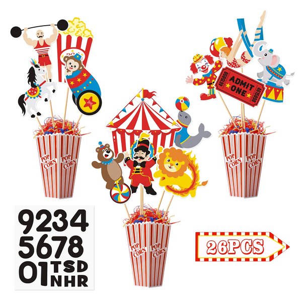 26 Pieces Carnival Cutouts Party Supplies Circus Theme Birthday Party Favors Circus Animals Clown Performers Carnival Party Decoration