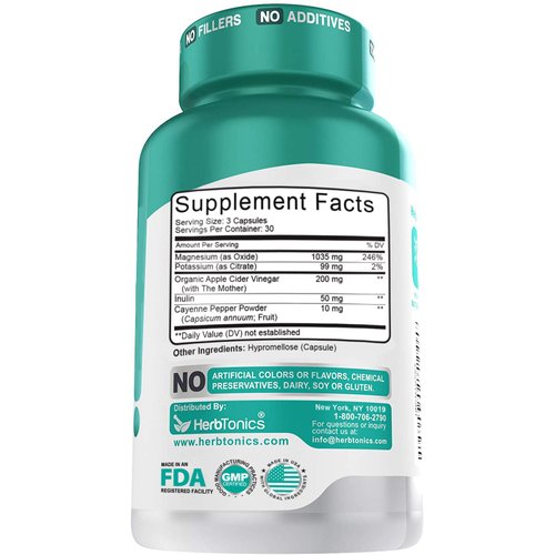 Herbtonics Oxygen Based Colon Cleanse and Detox Digestive System Formula | with Apple Cider Vinegar | 90 Vegan Pills Capsules for | Women and Men | Cleanser Supplement