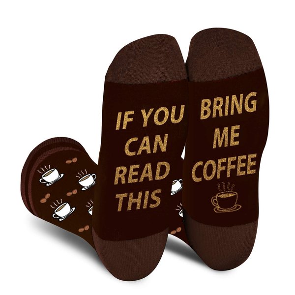 AGRIMONY Funny Socks for Men Dad Women - If You Can Read This Bring Me COFFEE Novelty Crew Socks - Mens Boys Teens Crazy Colorful Funky Cotton Socks-Valentines Day Gifts Christmas Stocking Stuffers