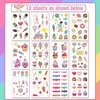 Cerlaza 180 Styles Donut Party Supplies Favors Tattoo Stickers, Candy Ice Cream Birthday Party Decorations Accessories, Fake Temporary Tattoos for Girls Kids