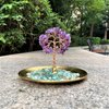 Incense Holder for Sticks, Healing Crystal Stone Money Tree Incense Burner, Ash Catcher for Yoga, Meditation and Home Decor (Purple)