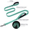 VIVAGLORY Traffic Handle Dog Leash, Two Padded Soft Handles Dog Leash, Strong Reflective & Metal Hook Training Dog Lead, Turquoise