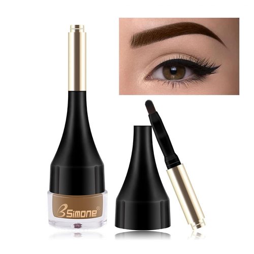 Adurello Cushion Brow Pomade Waterproof Long Lasting Eyebrow Tinted Cream Highly Pigmented Eyebrow Pomade for Natural Brows Shaping Makeup (light brown)