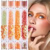 GABOX 8 Jars Sunset Orange Cosmetic Chunky Glitter Set, Holographic Nail Resin Glitter, Fine Powder+1mm+2mm+3mm Sequins Flakes, Iridescent Art Glitter Set for Body Face Eyes Hair Crafts