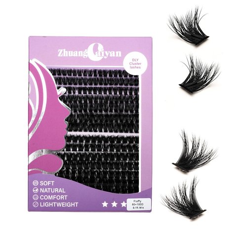 LASGOOS DIY Lash Extension Kit Volume Lash Clusters 60D 100D D Curl Individual Lashes Lash Clusters Kit Thick Eyelash Extension Kit 280 pcs Thin Band Cluster Lashes 9-15mm Mix Bulk Pack Wholesale