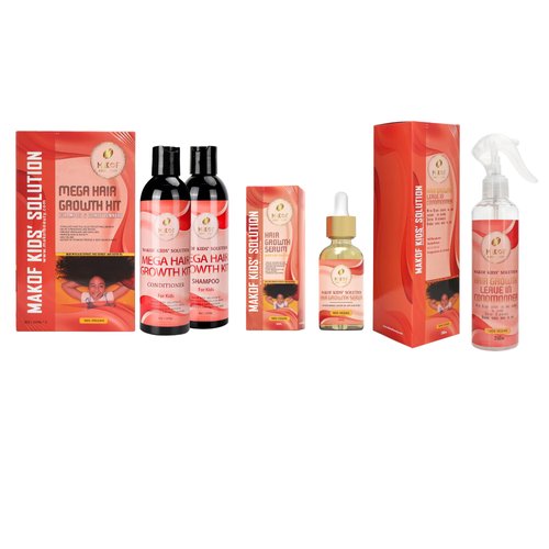 Coconut Oil Kids Curly Shampoo & Conditioner,Hair Oil, Leave in Conditioner Set- With black castor, coconut oil, rice extract - for Hair Growth, Thickening, Moisturizing. (4 pcs)