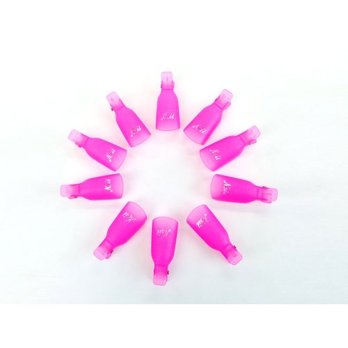 Beauticom® 20Pcs *HOT PINKY RED* Acrylic Nail Art Soak Off Cap Clip UV Gel Polish Remover Wrap Reusable Keeper Manicure Tool (2 Packs of 10 Pieces)