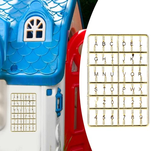 Doll House Letters Numbers, 1/12 Miniature Front Door Furniture Numbers Door Accessory(Gold)