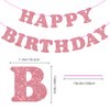 Rose Gold Happy Birthday Banner Glitter Birthday Banner Happy Birthday Sign for Backdrop Rose Gold Birthday Party Decorations Elegant Bunting Banner Garland for Women Girls Party Supplies