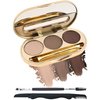 Eyebrow Powder Kit-3 Colors Eye Brow Tinting Powder Palette Long-Lasting Waterproof, Light Dark Grey Brown Brow Filler Eyeshadow,Thanksgiving Makeup Gift for Women, With Mirror Brow Brush -Set 01